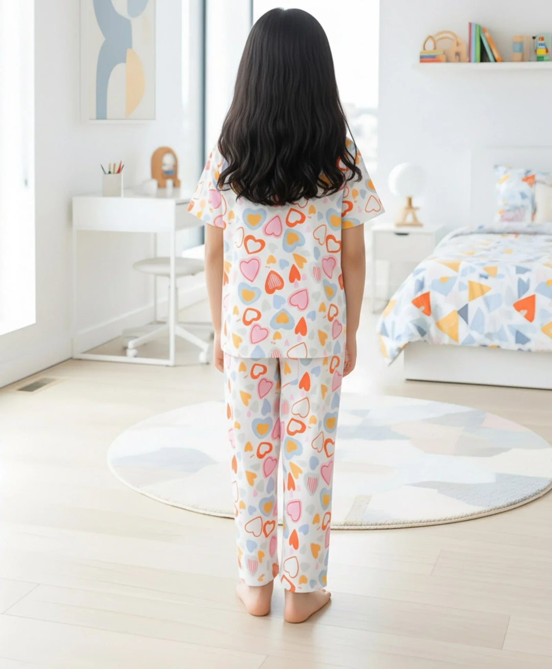 Summer Hearts Short Sleeve Pyjama Set - White