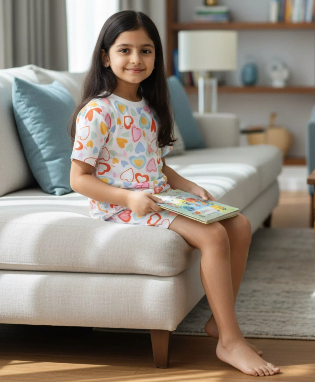 Summer Hearts Sleepwear Short Set - White