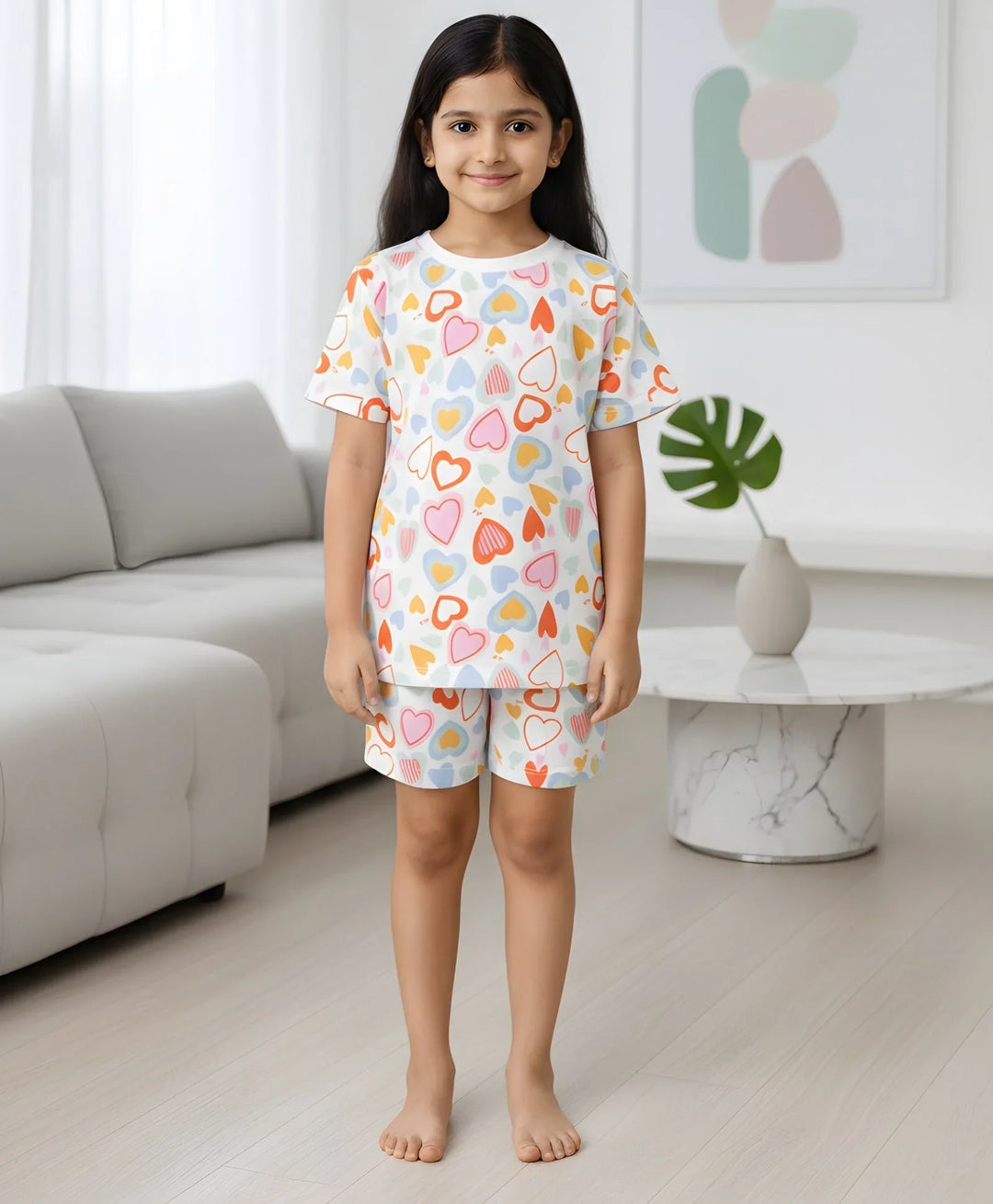 Summer Hearts Sleepwear Short Set - White