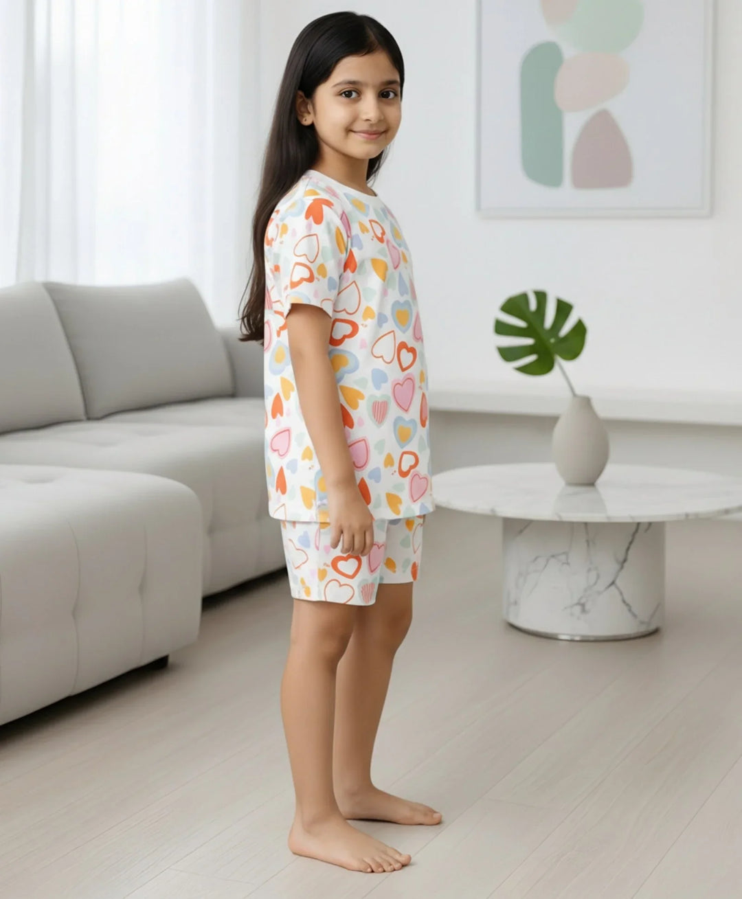 Summer Hearts Sleepwear Short Set - White
