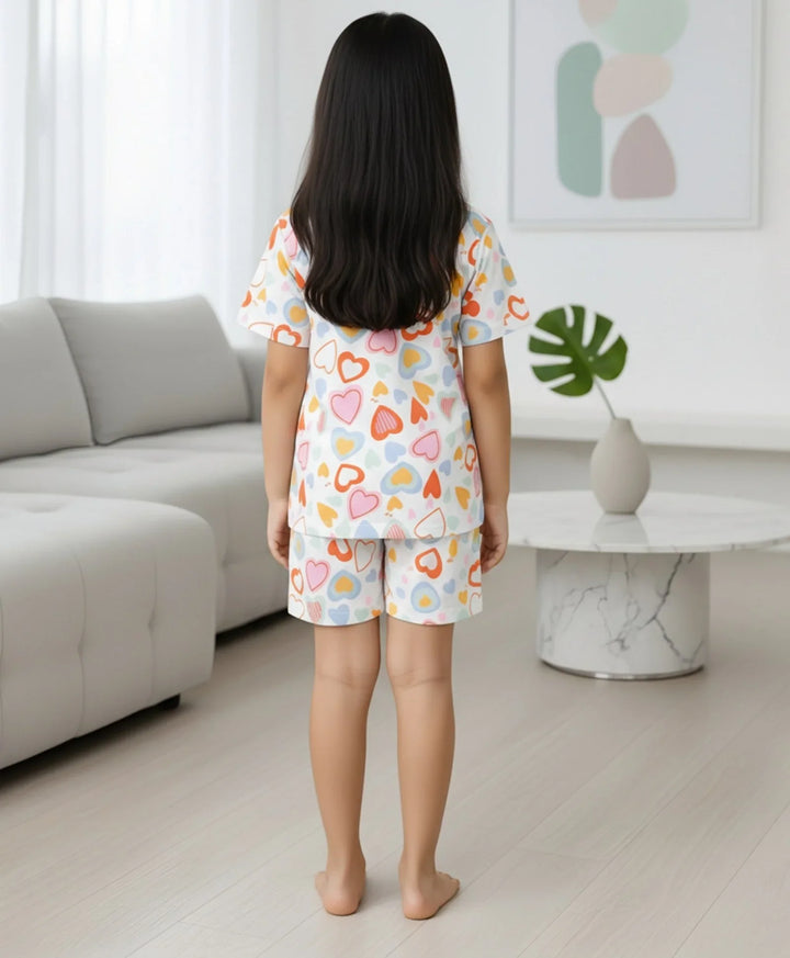 Summer Hearts Sleepwear Short Set - White