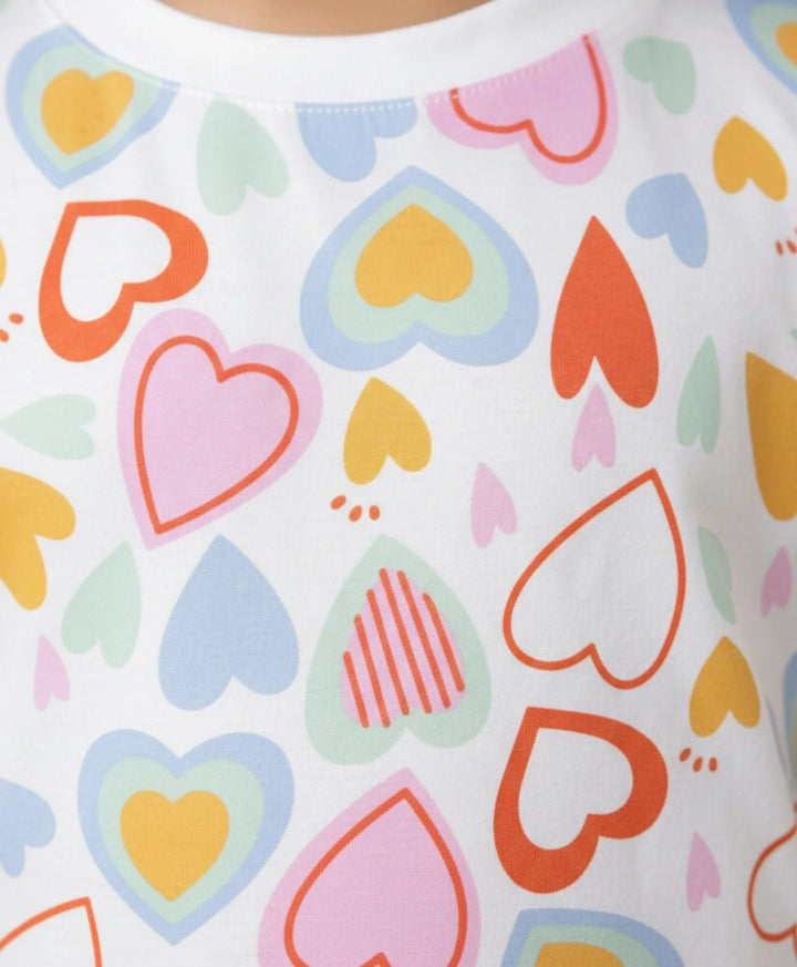 Summer Hearts Sleepwear Short Set - White