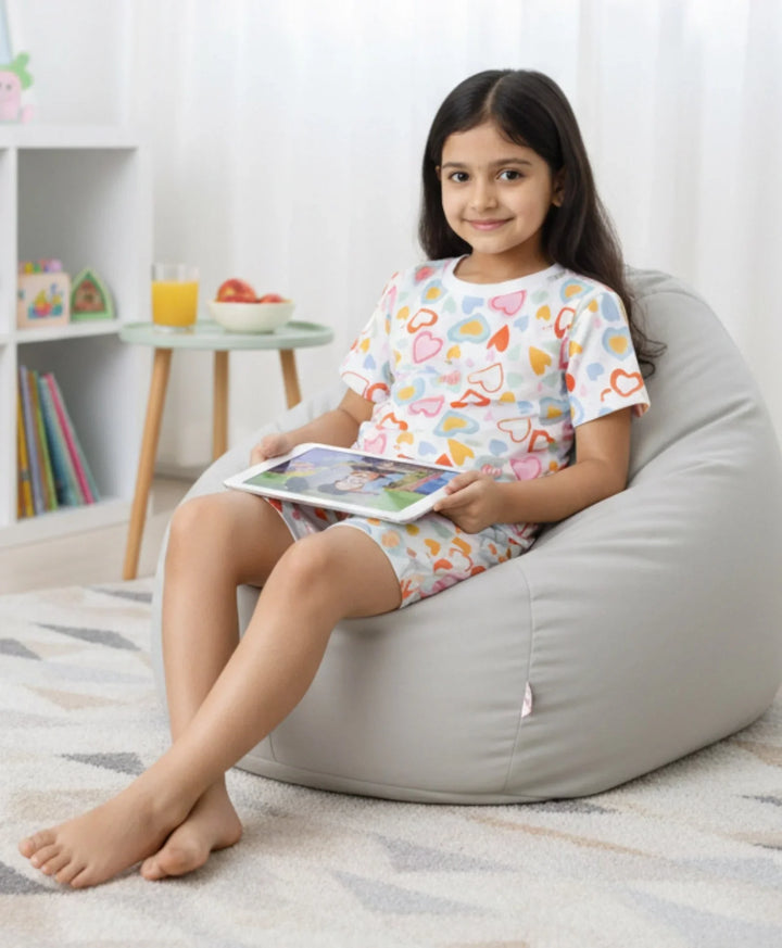 Summer Hearts Sleepwear Short Set - White