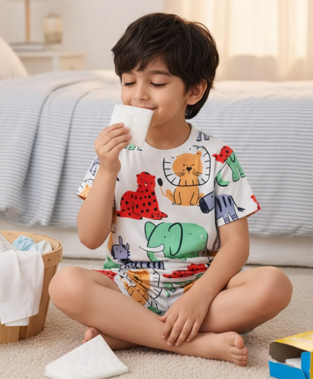 Jungle Safari Sleepwear Short Set - White