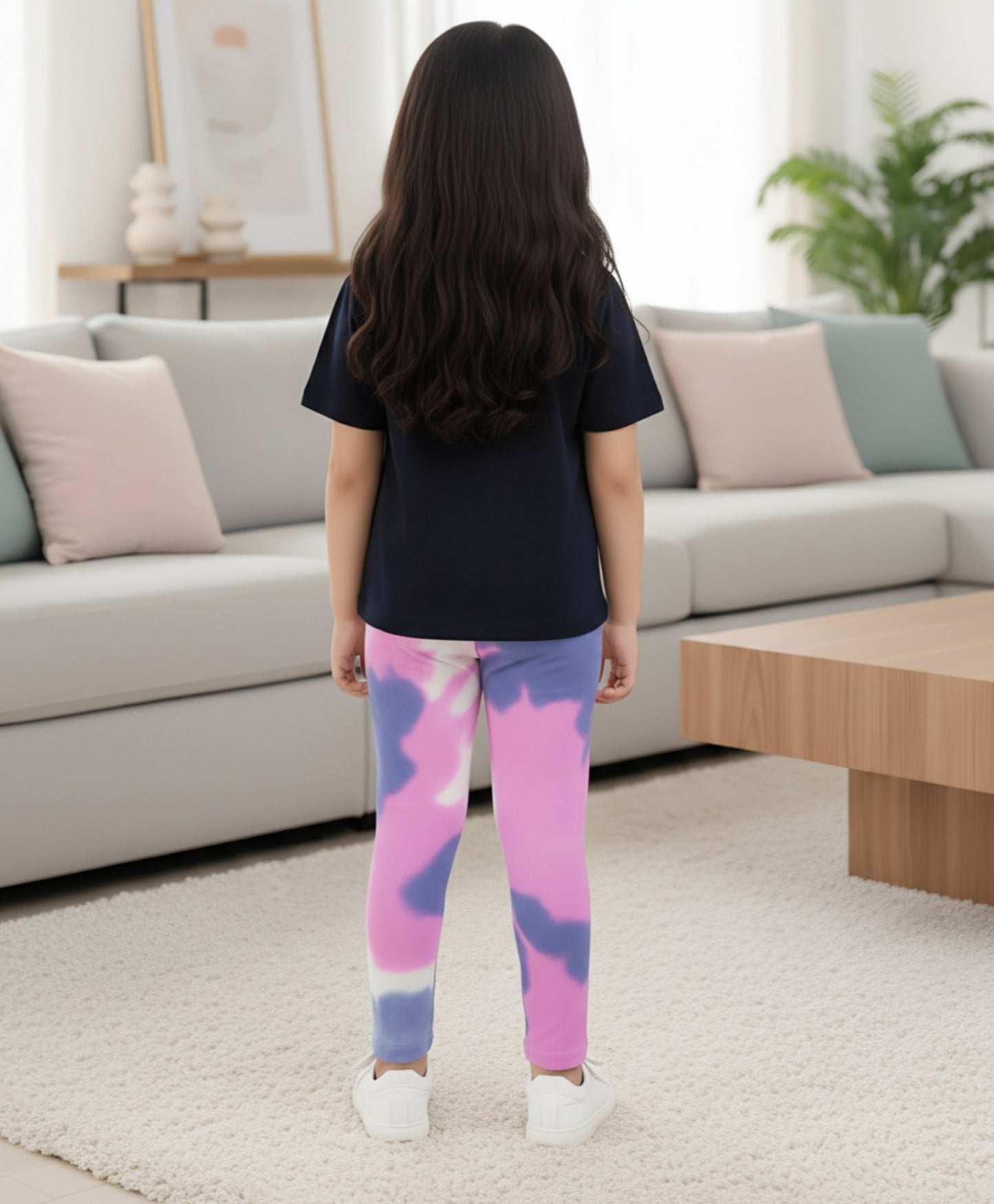 BLACK HEART SUMMER PINK BLUE TIE DYE LEGGING SET - BLACK/PINK