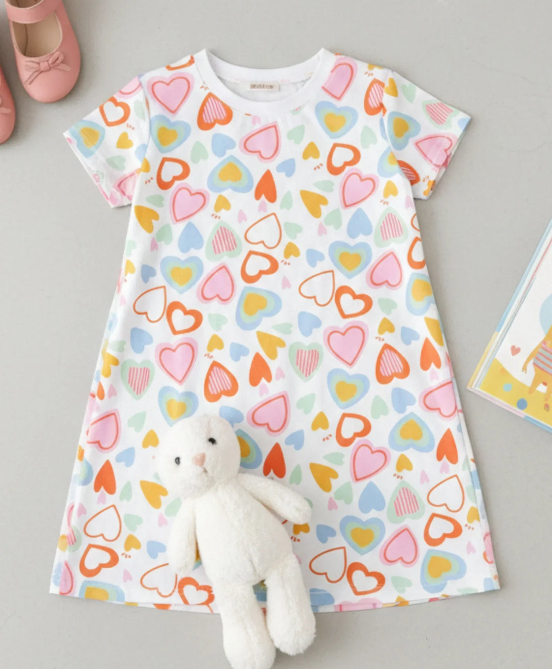 Summer Hearts Night Dress - White