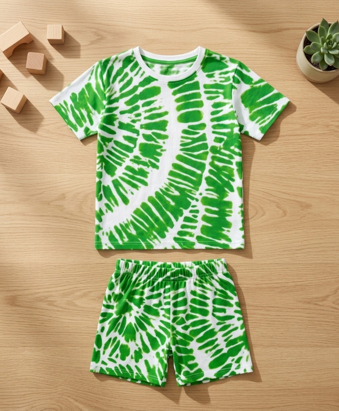 Green Swirl Boys Sleepwear Shorts Set - Green