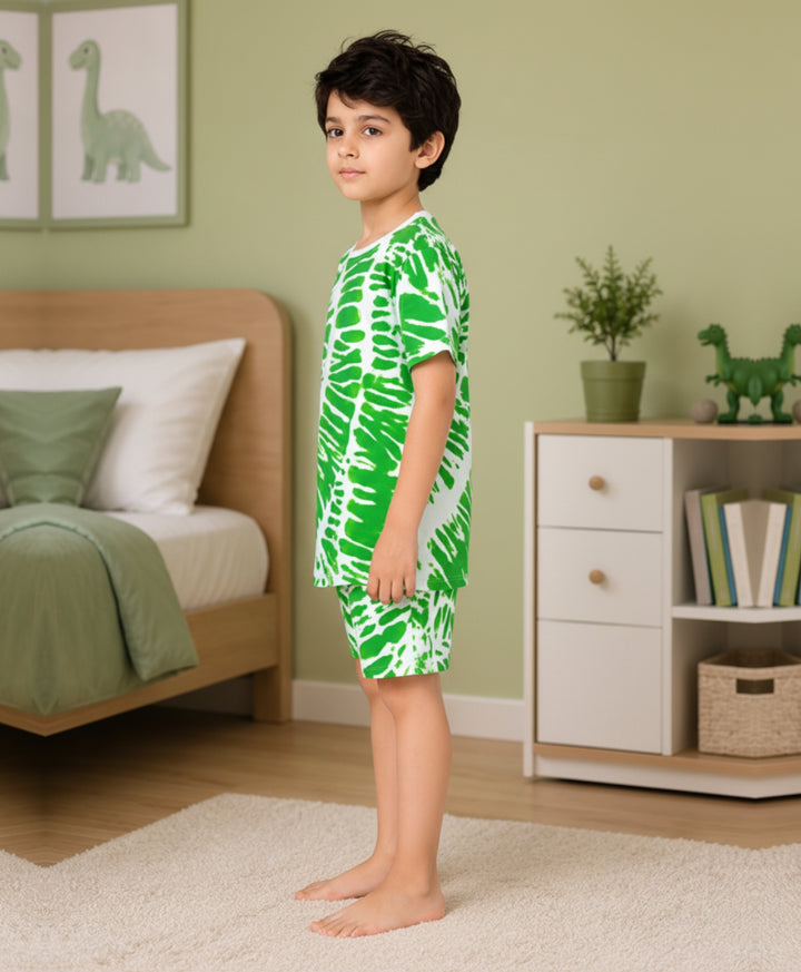 Green Swirl Boys Sleepwear Shorts Set - Green