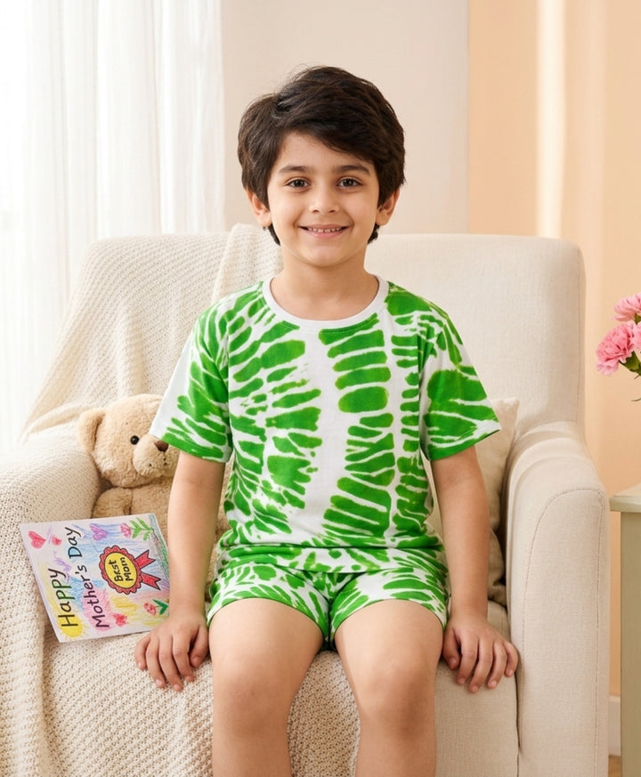 Green Swirl Boys Sleepwear Shorts Set - Green