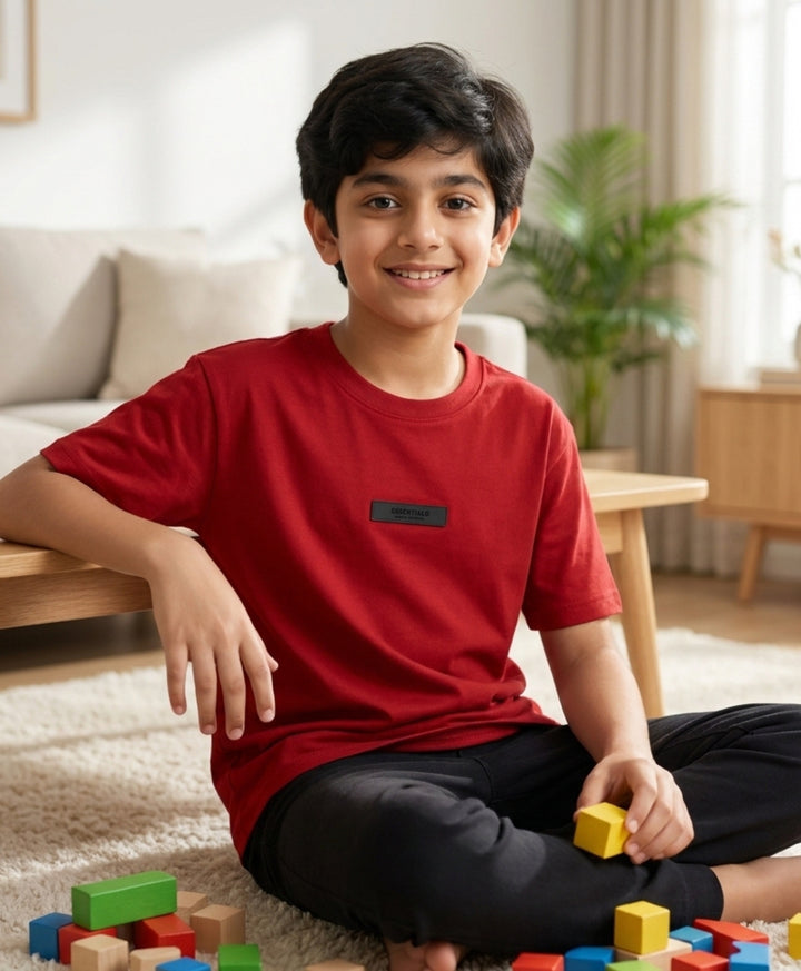 RED SHORT SLEEVE SUMMER BOYS T-SHIRT - RED