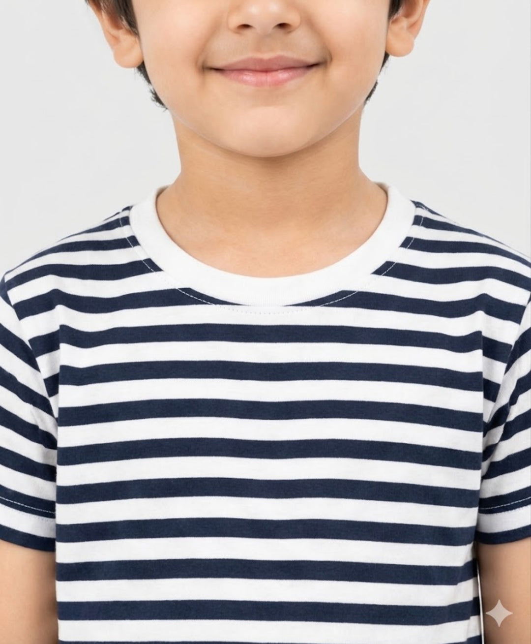 NAVY WHITE STRIPED BOYS SHORT SLEEVES T-SHIRT - NAVY/WHITE