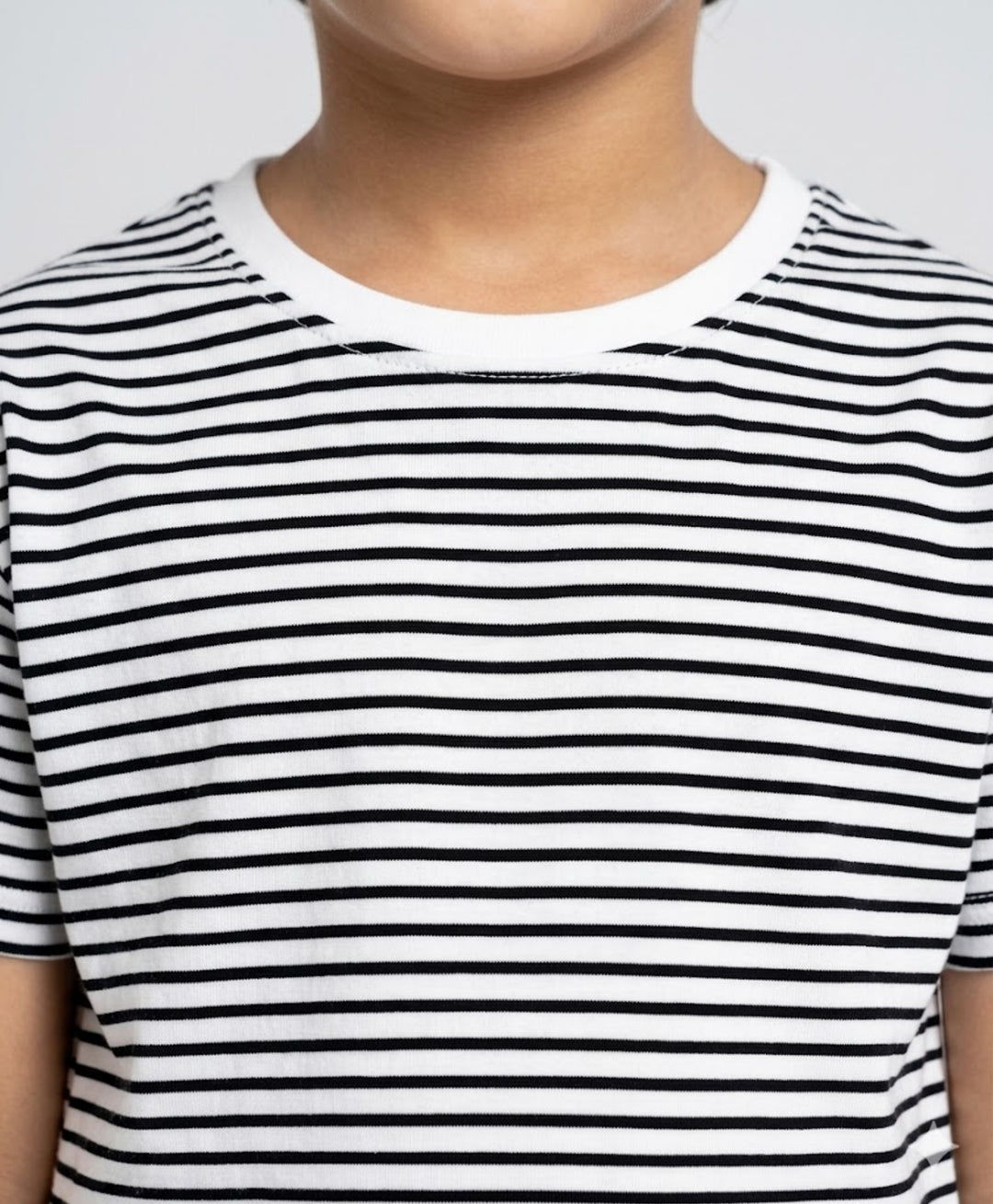 BLACK WHITE STRIPED BOYS SHORT SLEEVES T-SHIRT - BLACK/WHITE