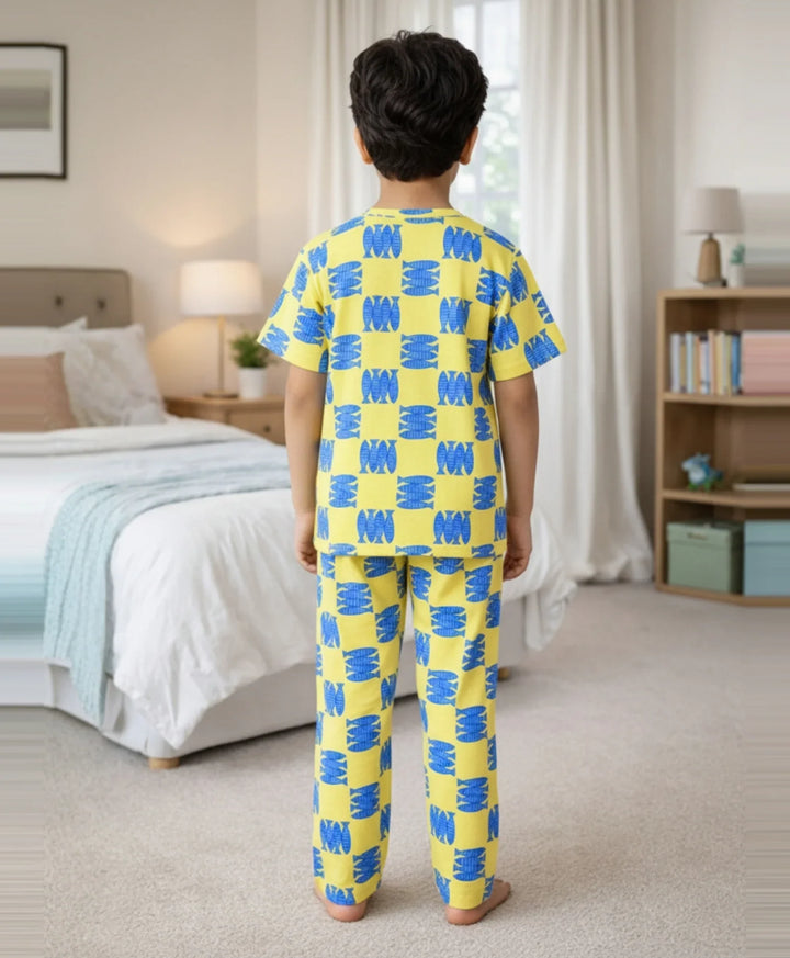Fish Yellow Short Sleeve Pyjama Set - Yellow