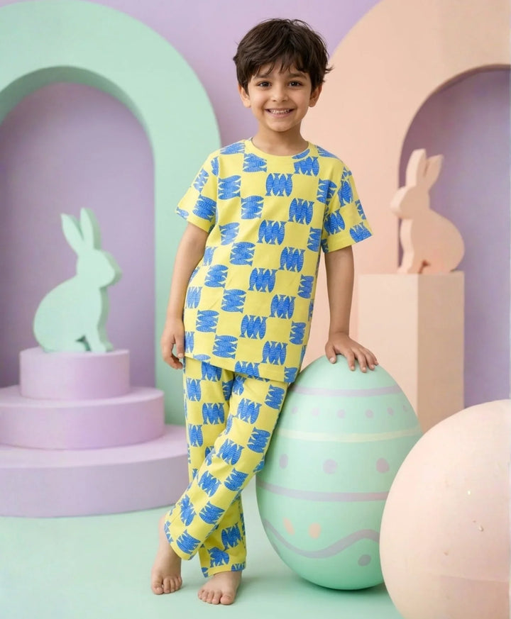 Fish Yellow Short Sleeve Pyjama Set - Yellow