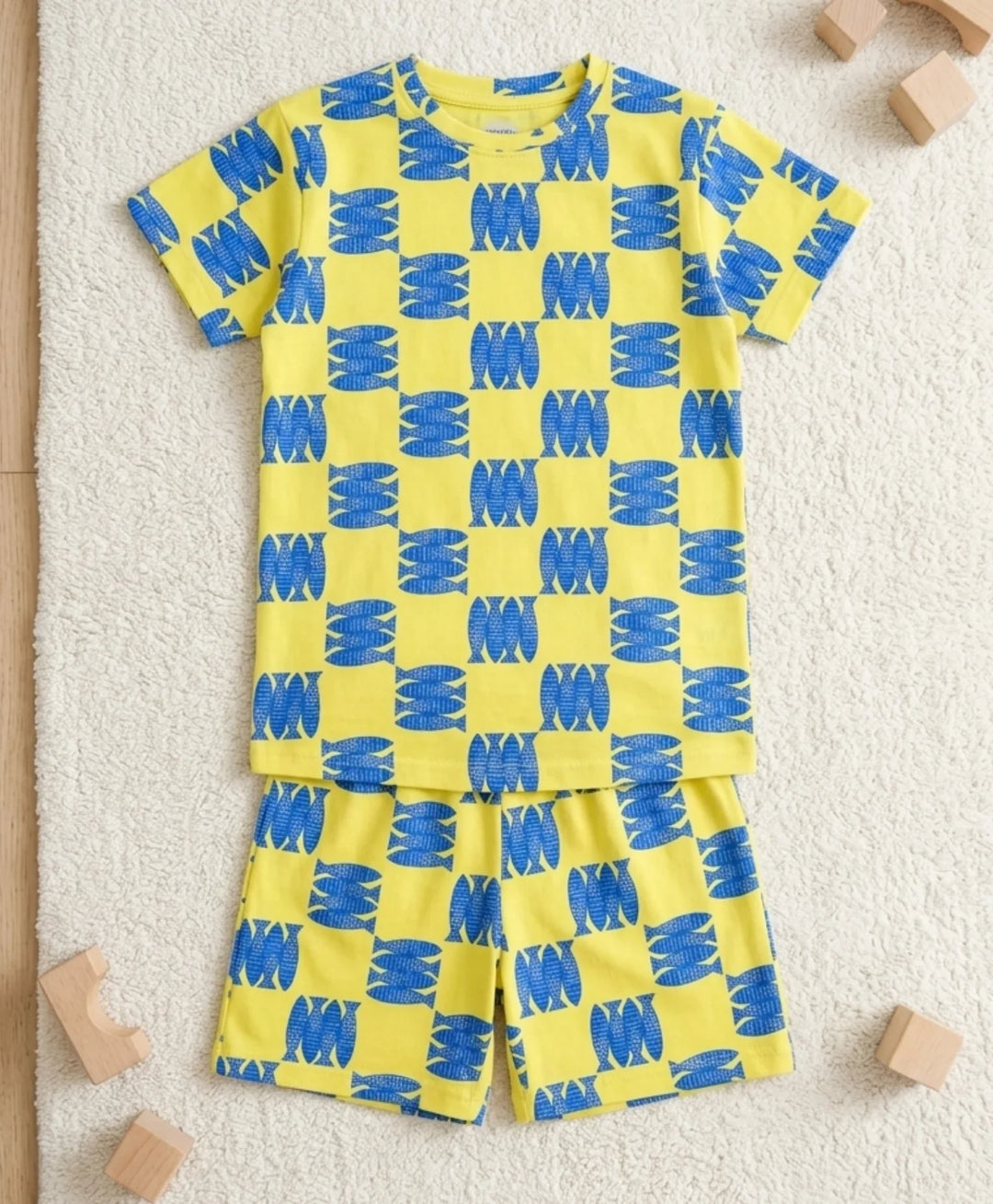 Fish Yellow Boys Sleepwear Short Set - Yellow