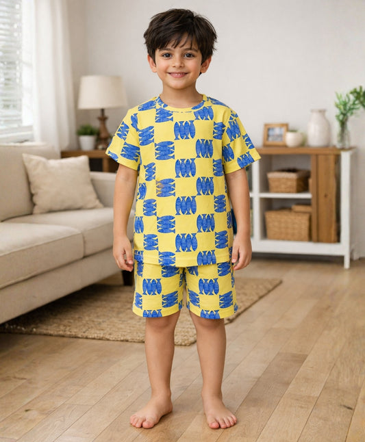 FISH YELLOW BOYS SLEEPWEAR SHORT SET - YELLOW