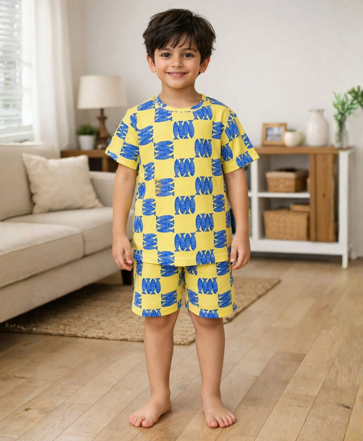 Fish Yellow Boys Sleepwear Short Set - Yellow