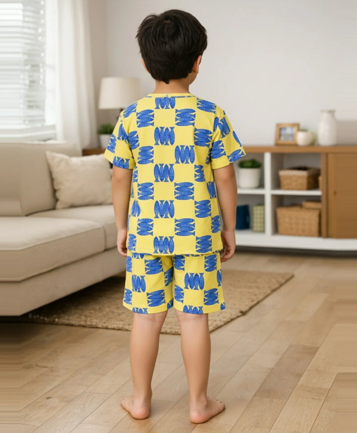 Fish Yellow Boys Sleepwear Short Set - Yellow