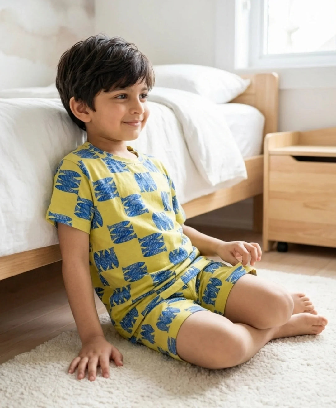 Fish Yellow Boys Sleepwear Short Set - Yellow