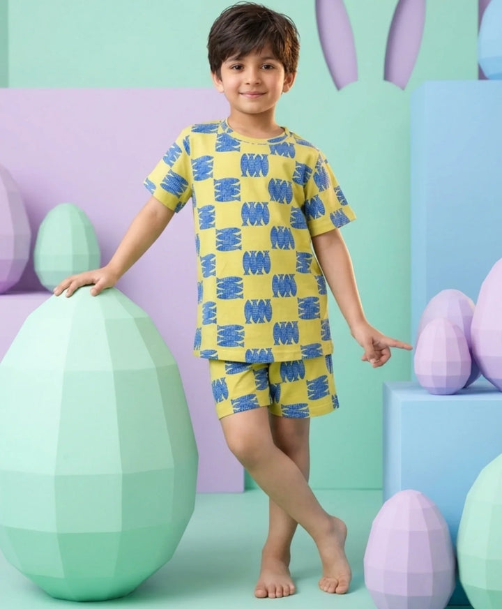 Fish Yellow Boys Sleepwear Short Set - Yellow