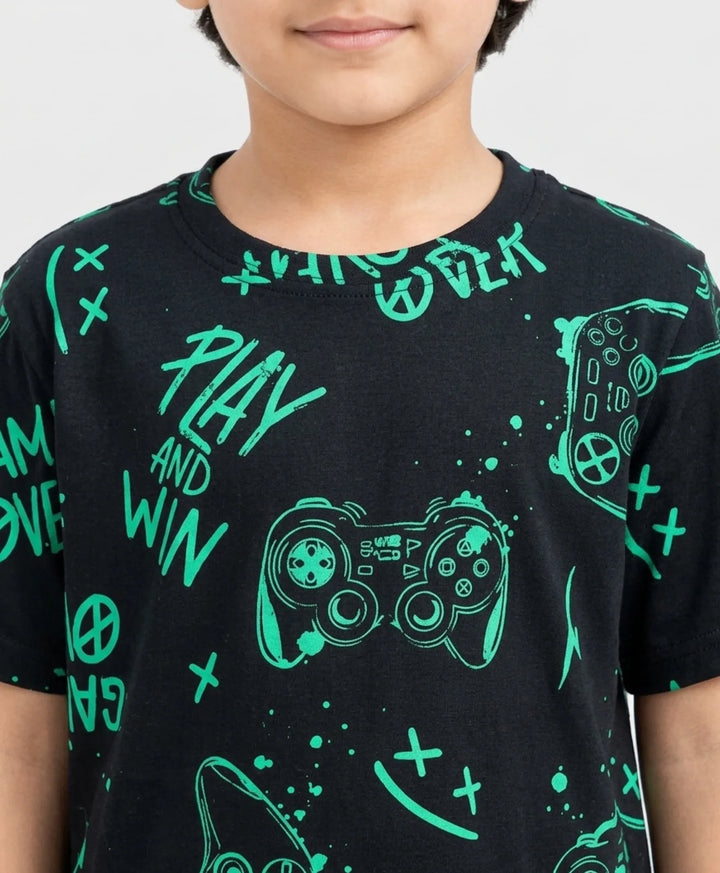 Game Over Boys Short Sleeve Pyjama Set - Black