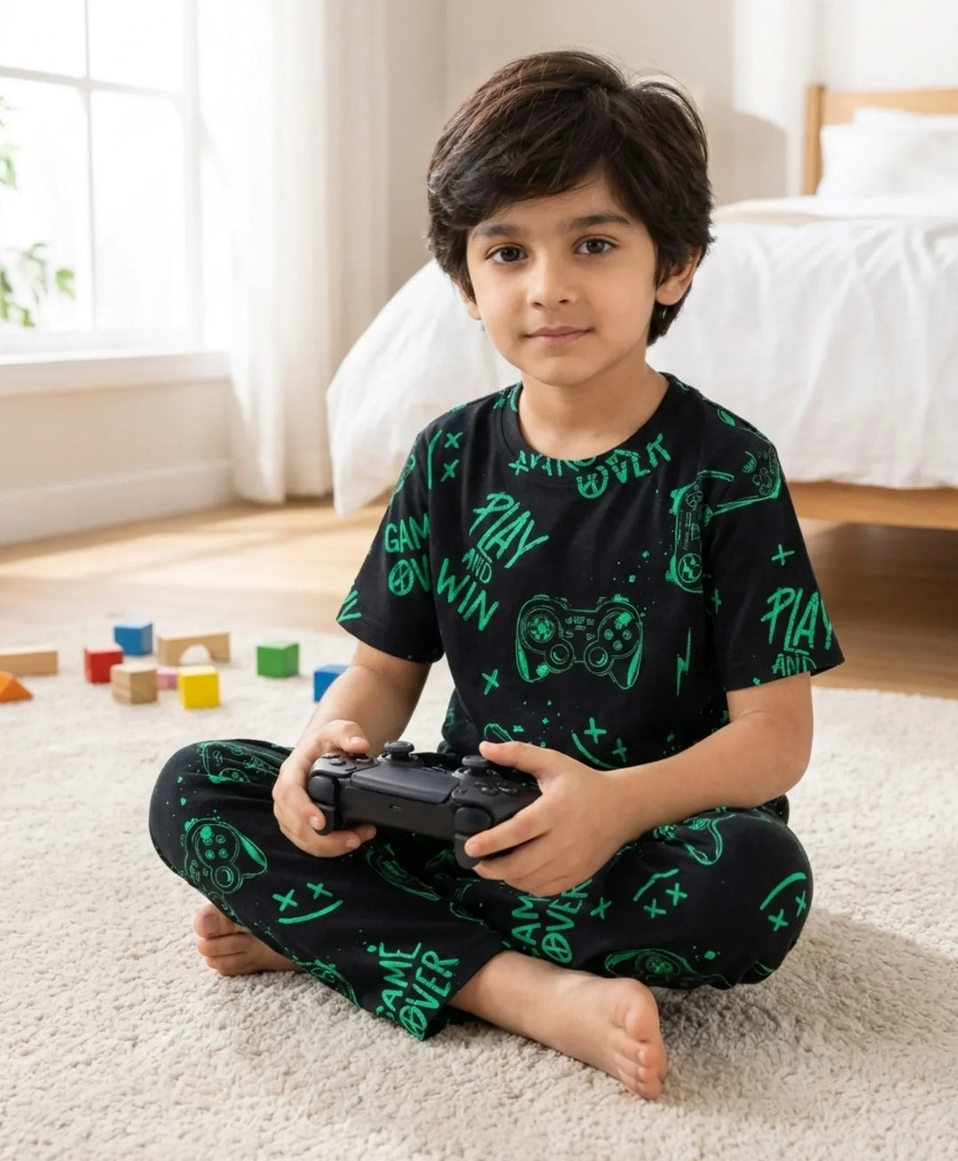 Game Over Boys Short Sleeve Pyjama Set - Black