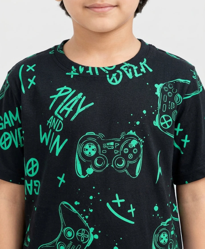 Game Over Boys Sleepwear Short Set - Black
