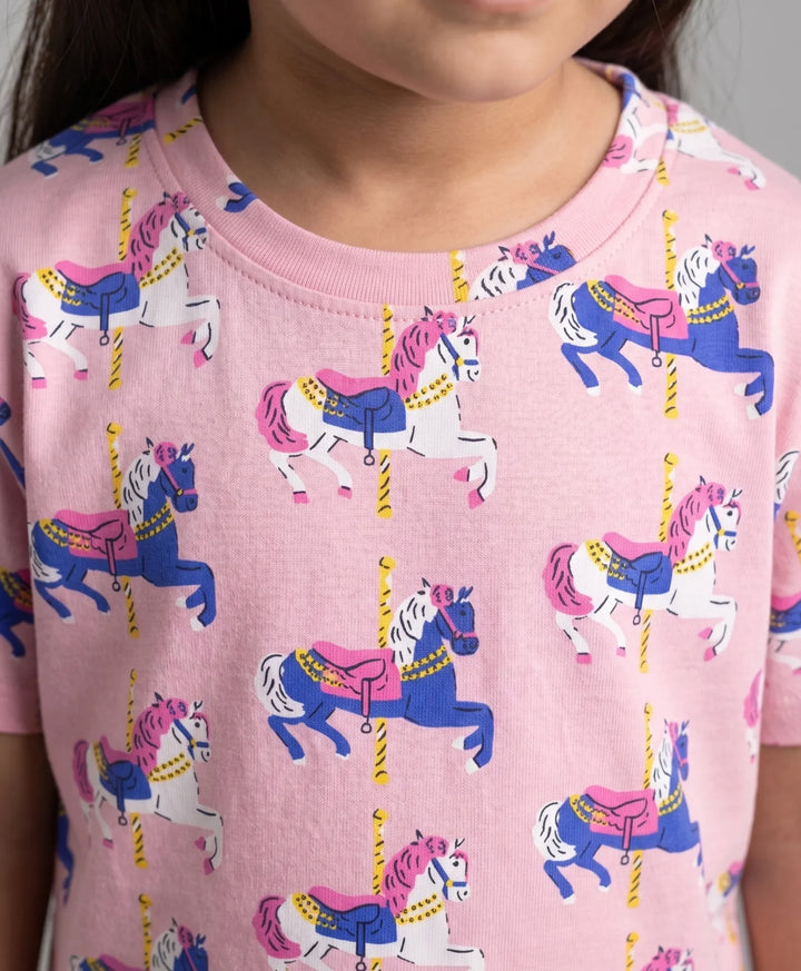Dancing Unicorn Girls Sleepwear Short Set - Pink