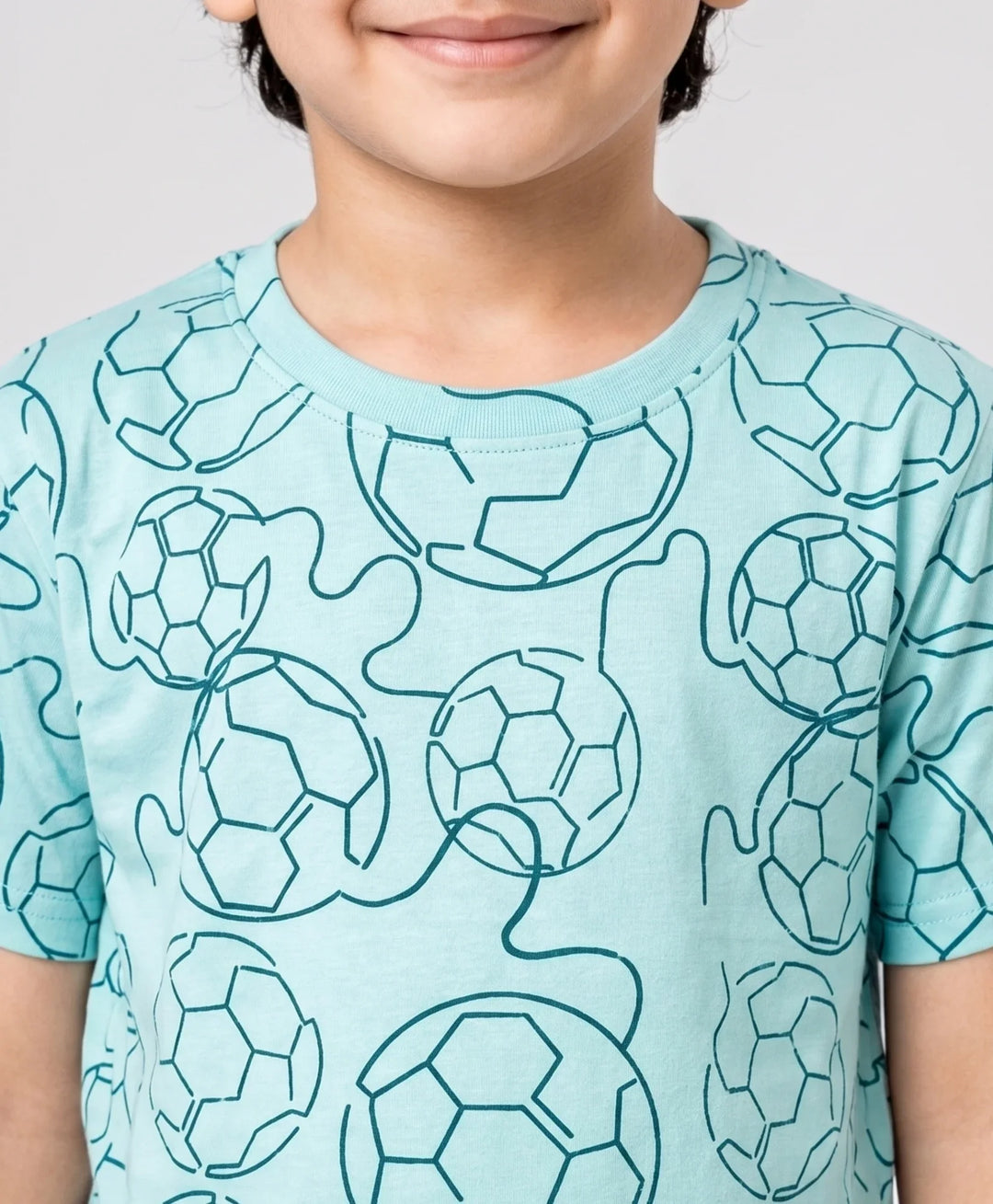 Football Boys Short Sleeve Pyjama Set - Sky