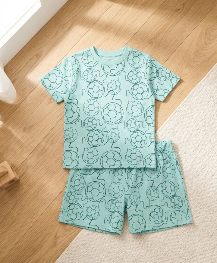 Football Boys Sleepwear Short Set - Sky
