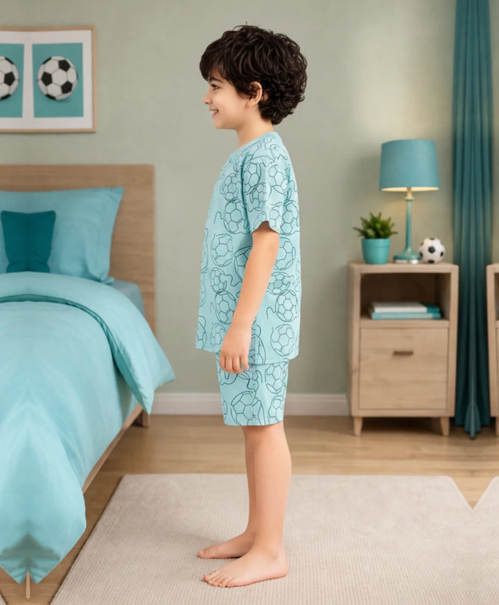 Football Boys Sleepwear Short Set - Sky