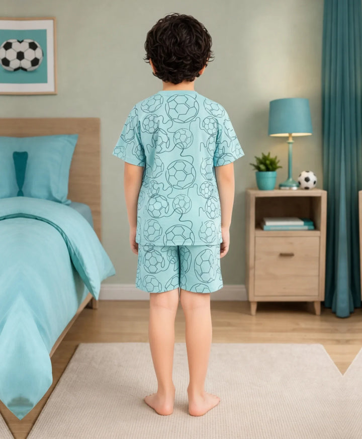 Football Boys Sleepwear Short Set - Sky