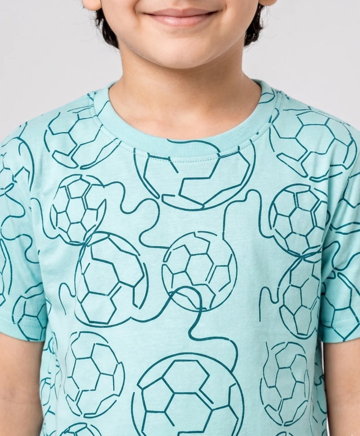 Football Boys Sleepwear Short Set - Sky