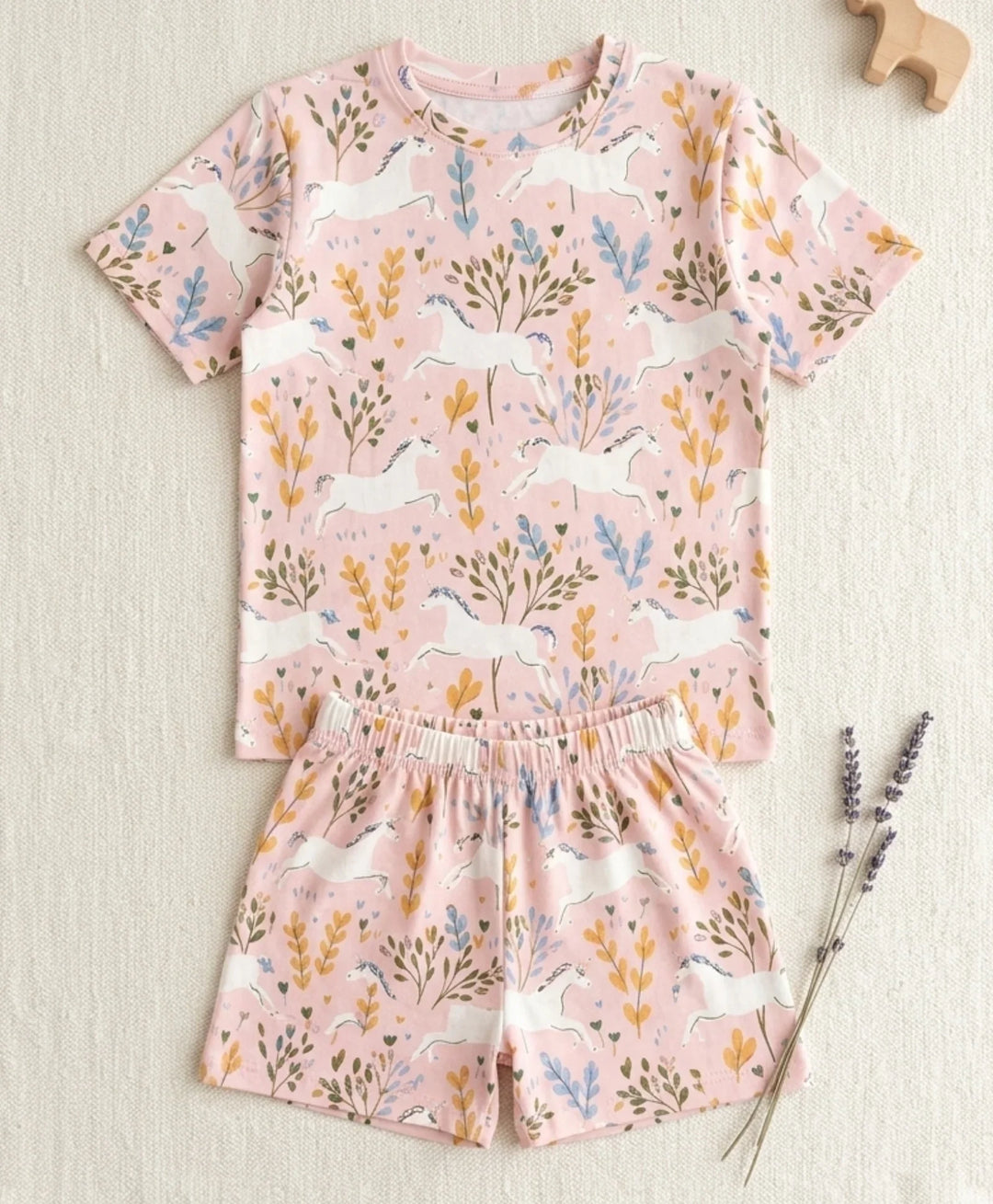 Unicorn Garden Girls Sleepwear Short Set - Pink