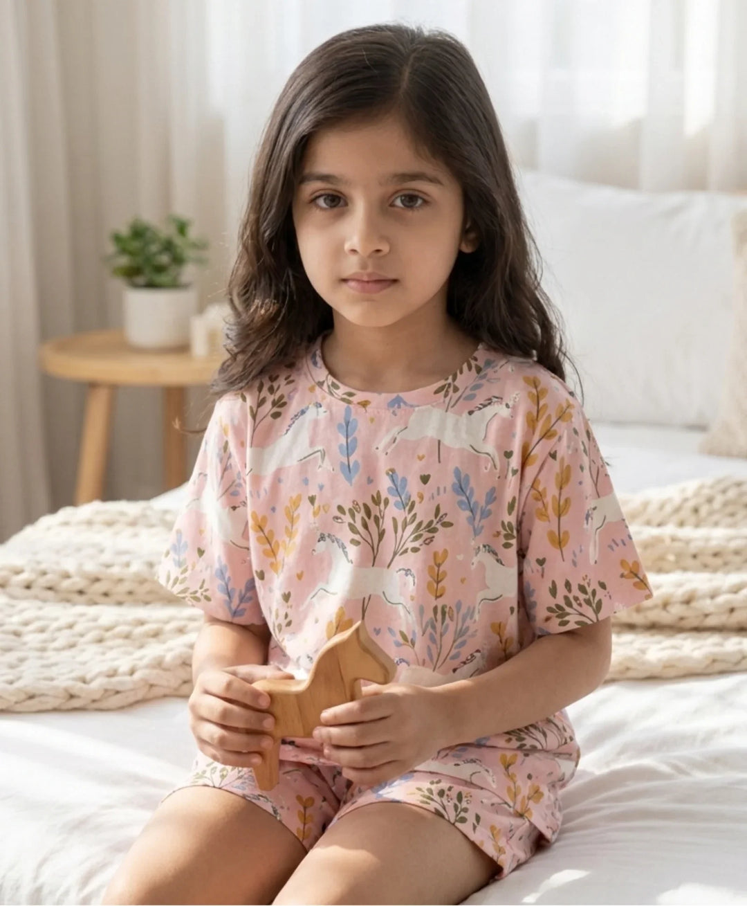 Unicorn Garden Girls Sleepwear Short Set - Pink
