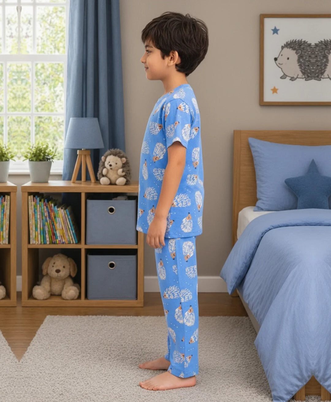 Hedgehog Short Sleeve Pyjama Set - Blue
