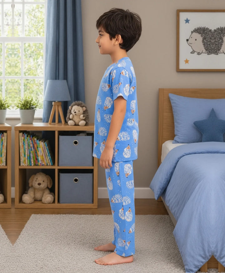Hedgehog Short Sleeve Pyjama Set - Blue