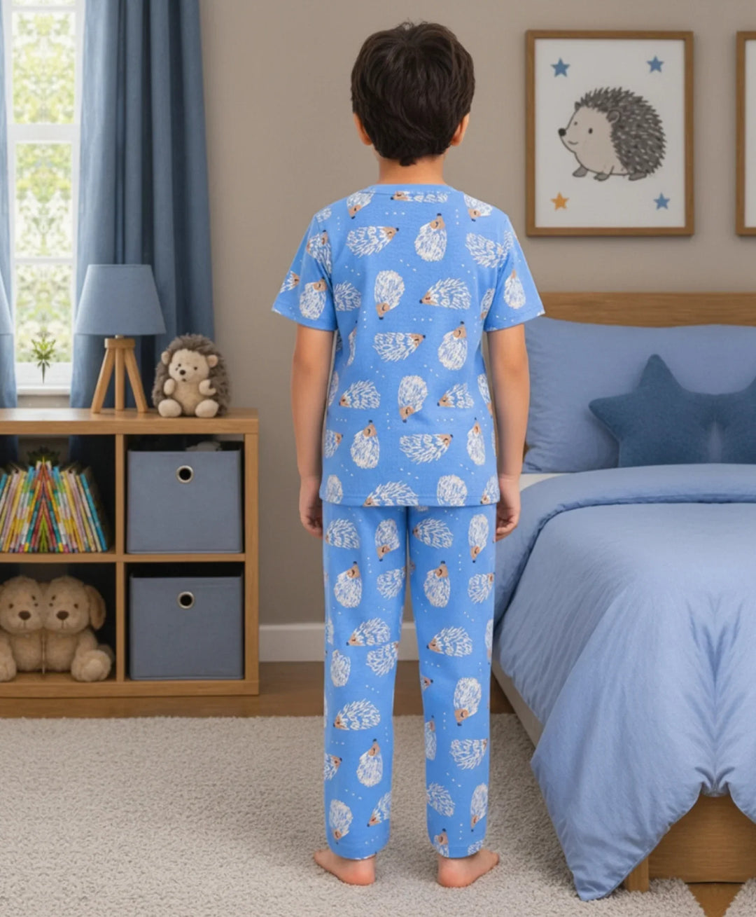 Hedgehog Short Sleeve Pyjama Set - Blue