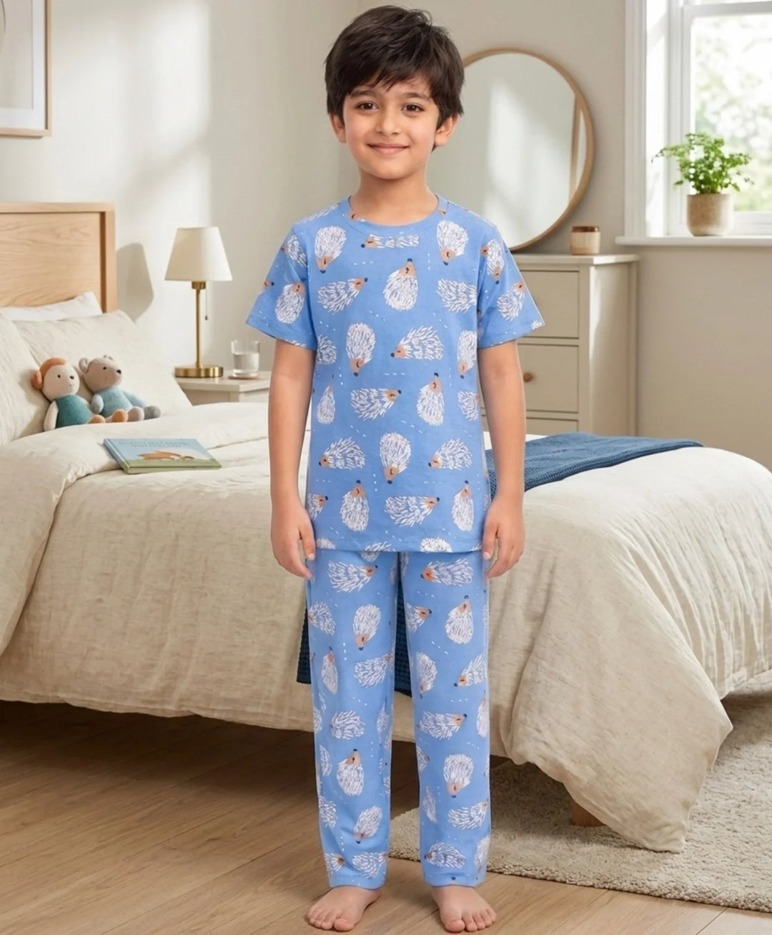 Hedgehog Short Sleeve Pyjama Set - Blue