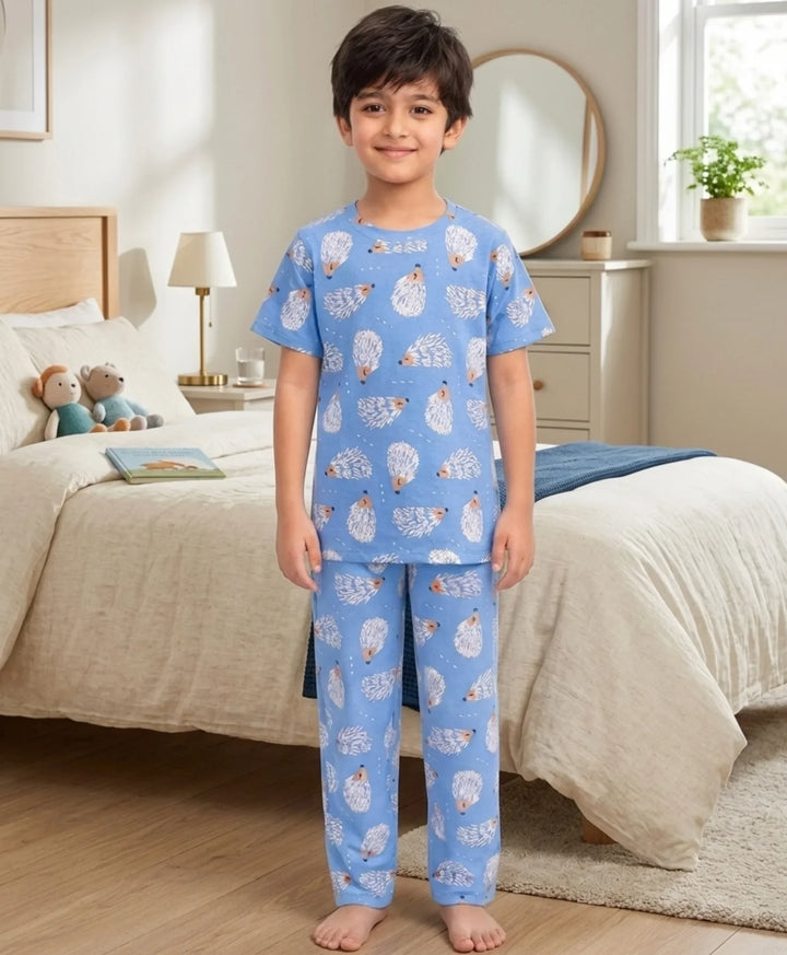 Hedgehog Short Sleeve Pyjama Set - Blue