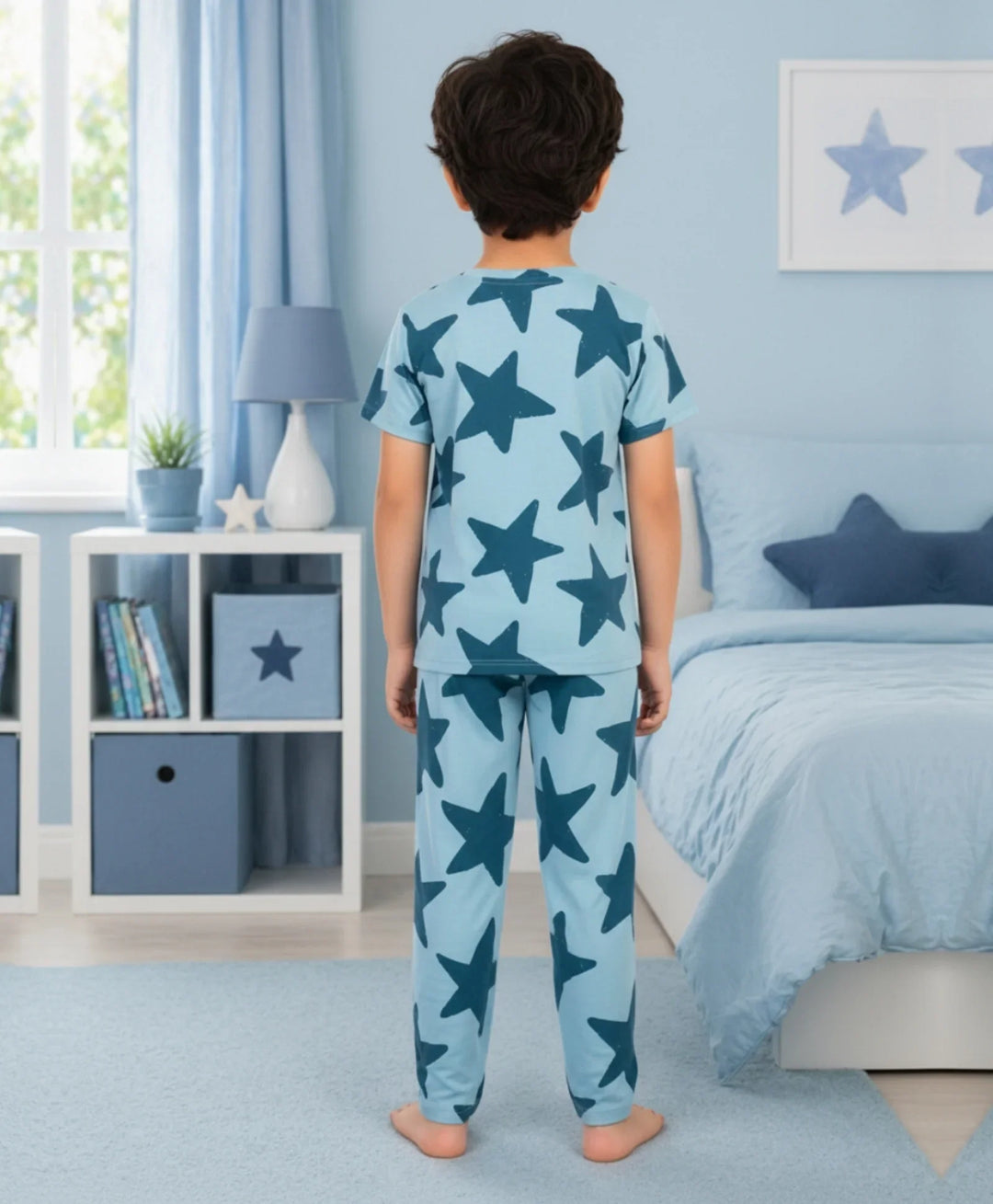 Blue Star Short Sleeve Pyjama Set - Blue