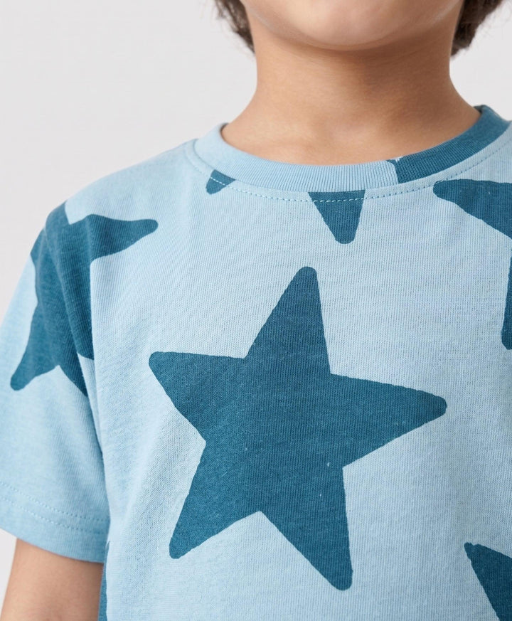 Blue Star Short Sleeve Pyjama Set - Blue