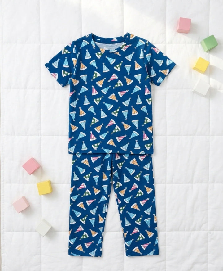 Party Caps Blue Short Sleeve Pyjama Set - Blue