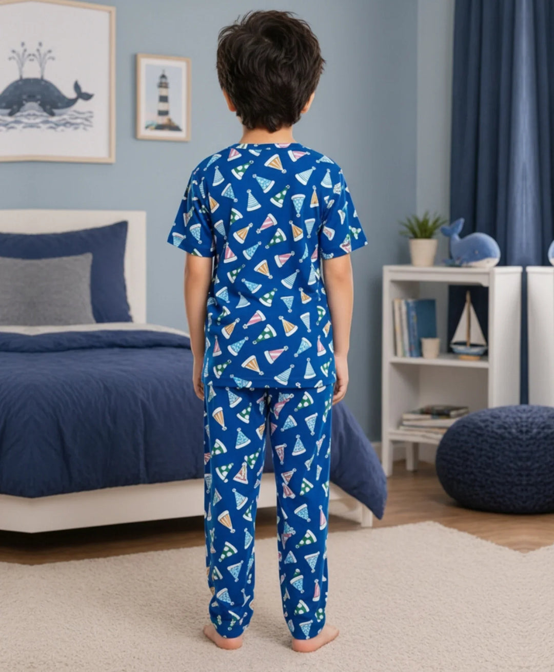 Party Caps Blue Short Sleeve Pyjama Set - Blue