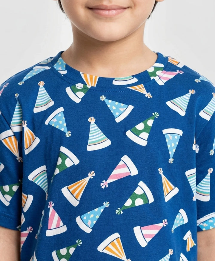 Party Caps Blue Short Sleeve Pyjama Set - Blue