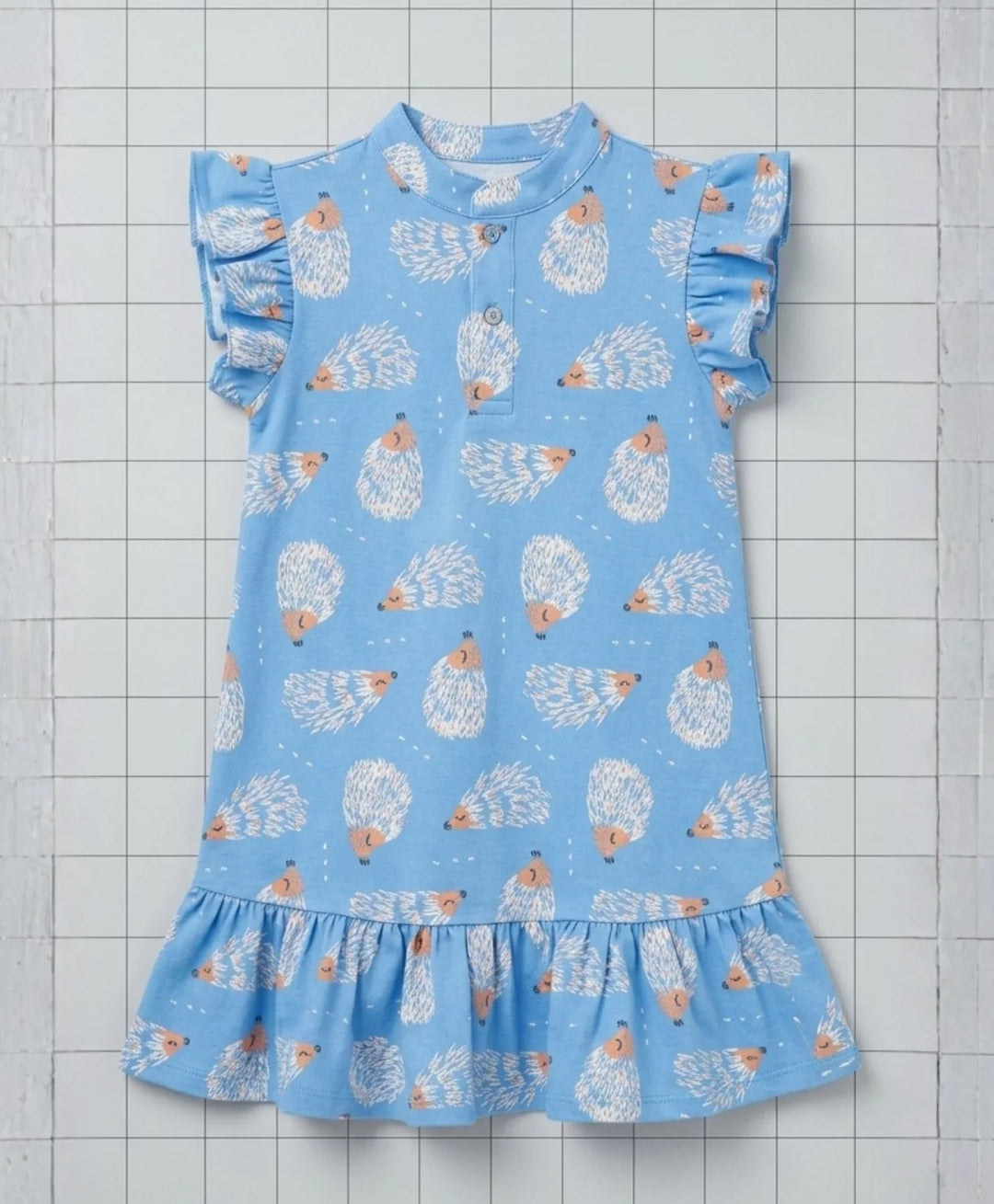 Hedgehog Girls Summer Frill Dress - Blue