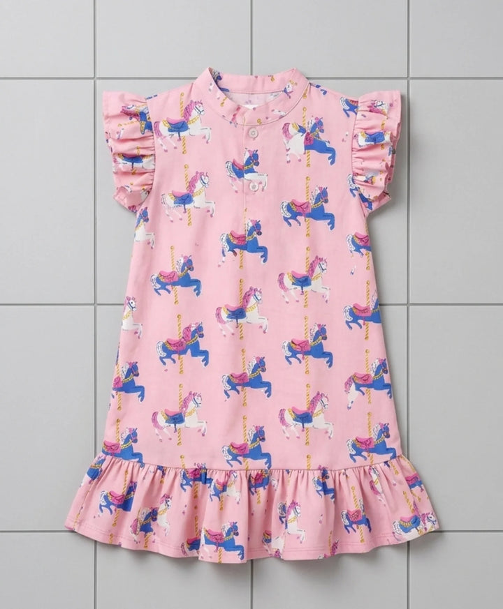 Dancing Unicorn Girls Summer Frill Dress - Pink