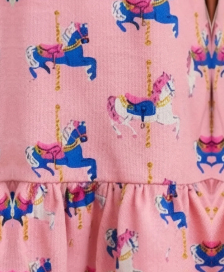 Dancing Unicorn Girls Summer Frill Dress - Pink