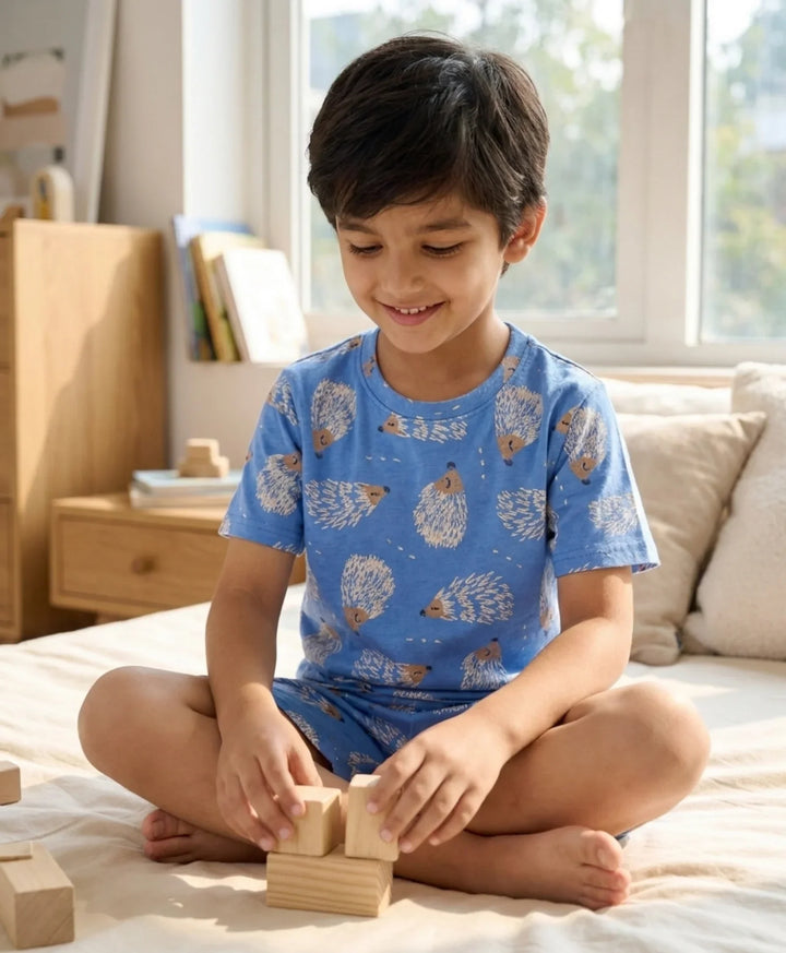 Hedgehog Boys Sleepwear Short Set - Blue