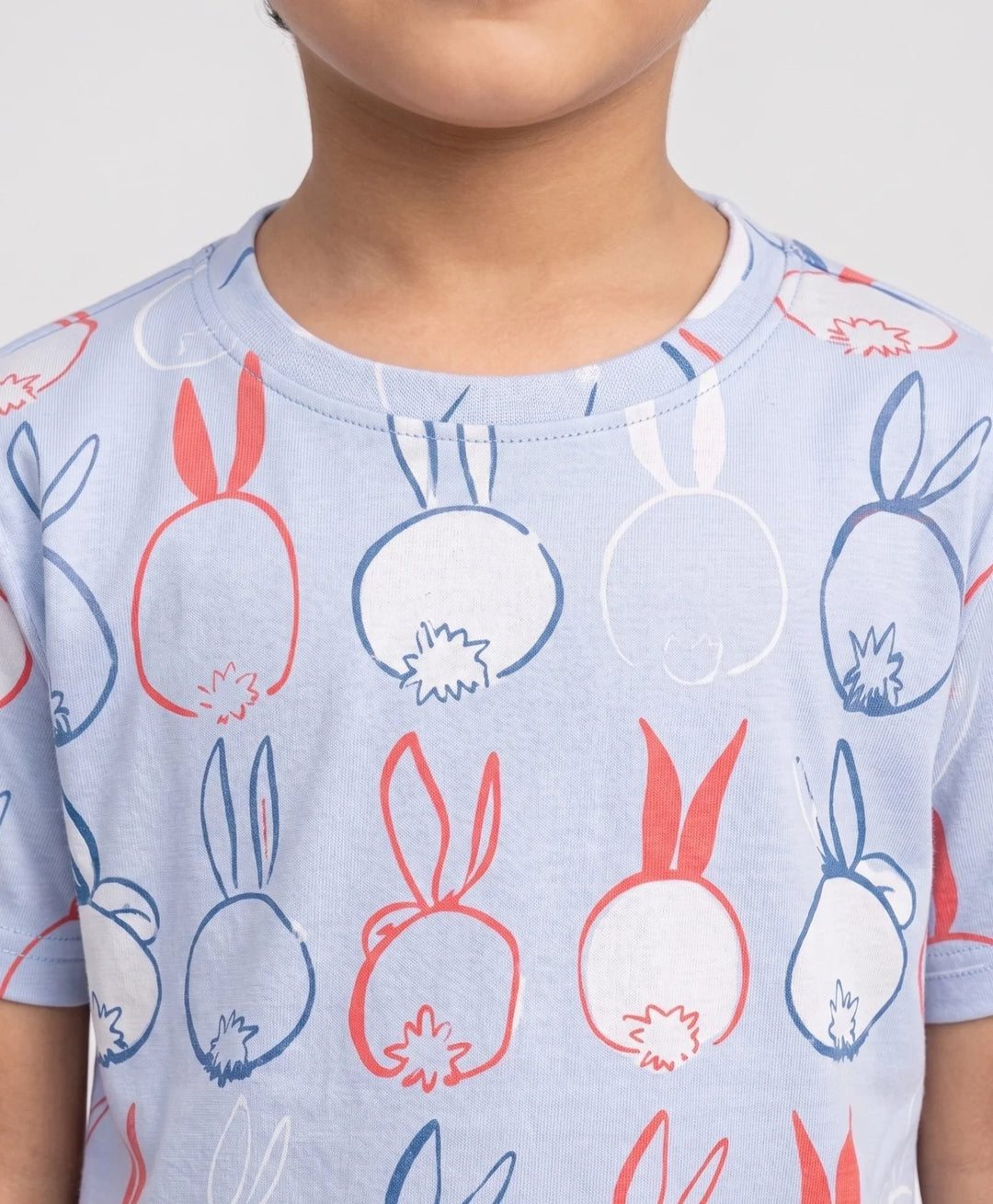 Rabbit Print Boys Sleepwear Short Set - Blue